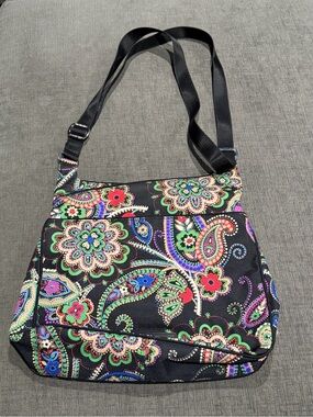 Vera Bradley Black Multicolor Paisley Floral Crossbody Bag